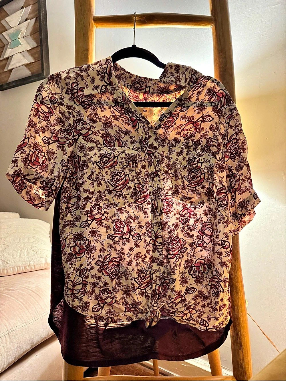 Floral Blouse in Brown & Pink Like New